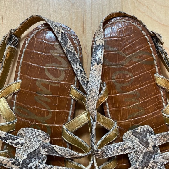 Sam Edelman Hamilton Snakeskin Print Cage Strappy Sandals - Picture 5 of 9